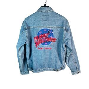 Vintage Planet Hollywood Lake Tahoe Trucker Jacket Men's Size M Jean Denim Coat